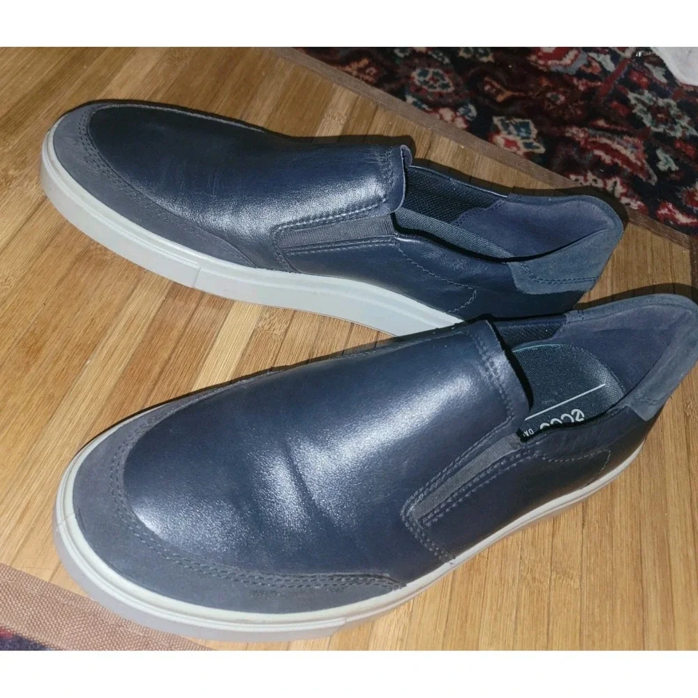 Men's Slip-On Leather Sneaker ECCO Collin 2.0 DANISH Design Navy Blue EU 43, 10